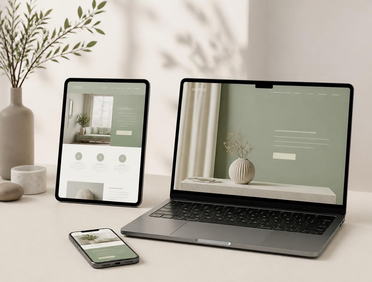 Moderne Website auf Laptop, Tablet und Smartphone